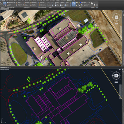 After automatic processing, as-built drawings are created by CAD & GIS team